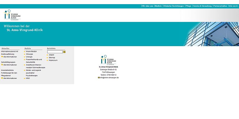Screenshot Startseite Virngrund-Klinik